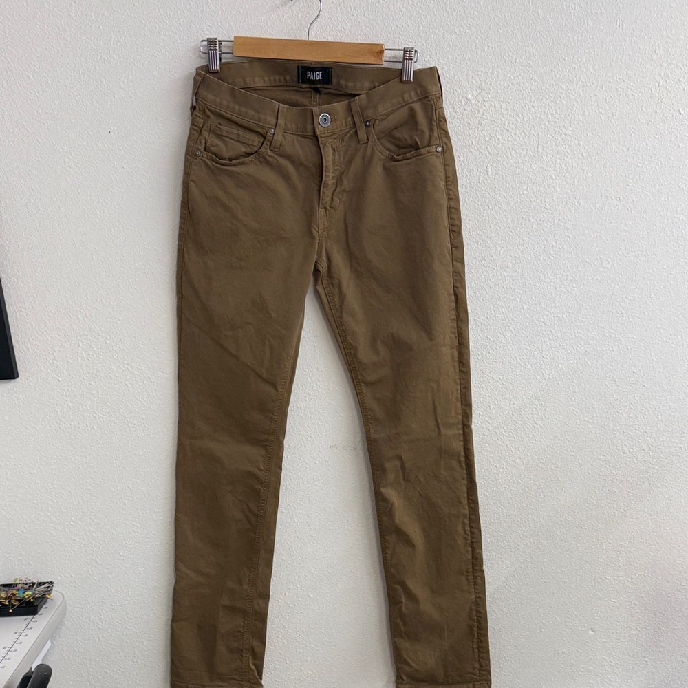 PAIGE Men's Slim Jeans in dark khaki Brown made in USA